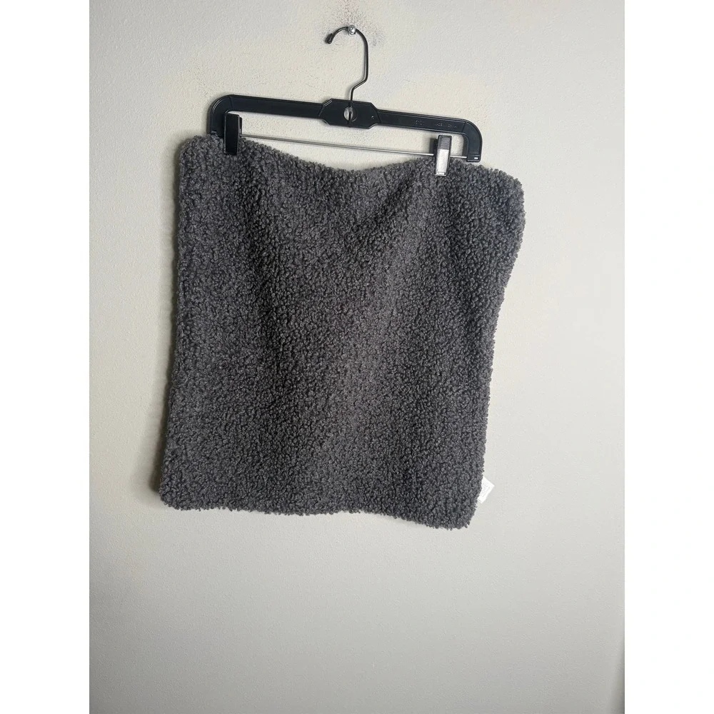 Pottery Barn Cozy Teddy Sherpa Throw Pillow Cover Charcoal Gray 20x20